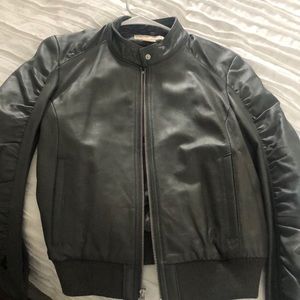Grey leather michael kors jacket
